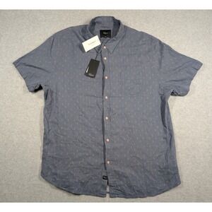 Rails Men Shirt XXL NWT Carson Louis Leaf Slate‎ Linen Blend Button Short Sleeve